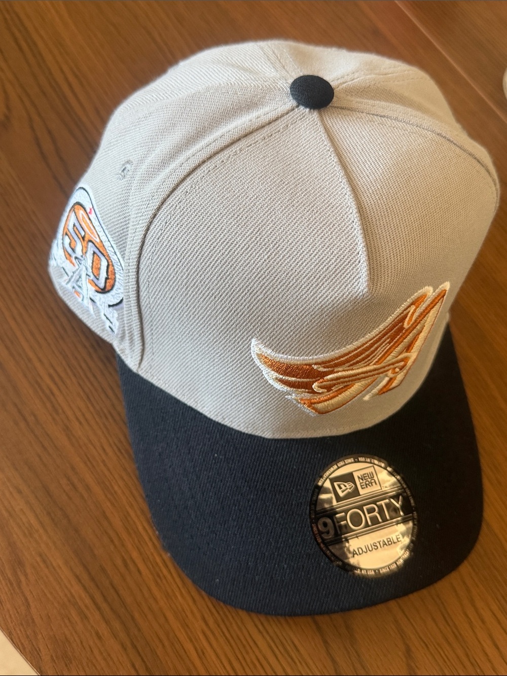 New Era Gray and Black 9FORTY Cap with Orange Logo